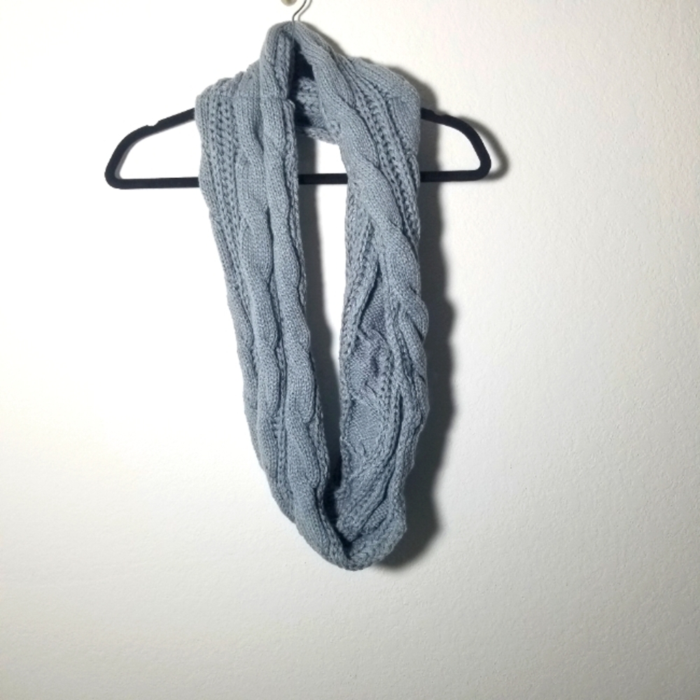 Cozy Gray Knit Infinity Scarf
